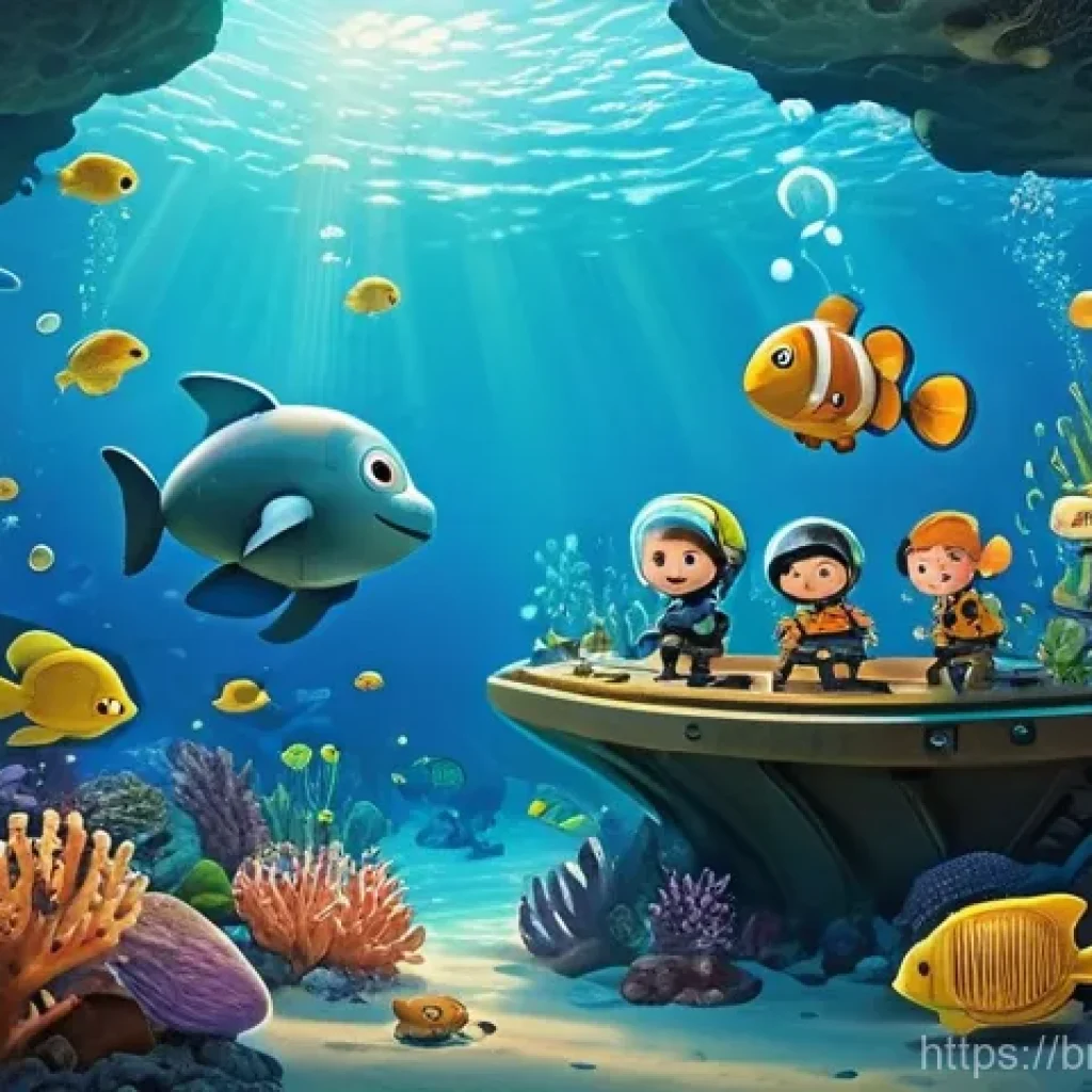 옥토넛 어린이 교육 효과 사례 - **Prompt:** "An illustration of the Octonauts crew, including Captain Barnacles, Kwazii, and Peso, i...