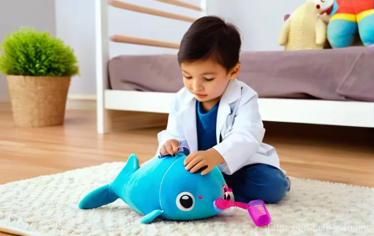 옥토넛 페이소의 의료 장비 소개 - **Prompt:** A cozy and brightly lit child's bedroom. Two young children, around 5-7 years old, a boy...