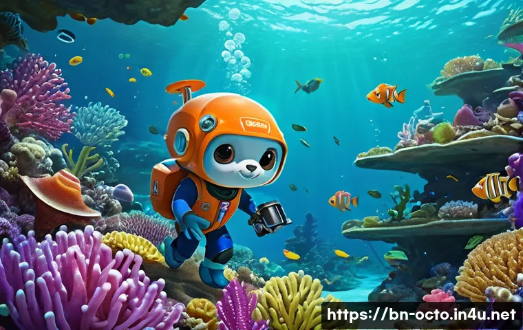 옥토넛 메인 스토리 구성 방식 - **Prompt:** A vibrant, animated illustration depicting the entire Octonauts crew, including Captain ...